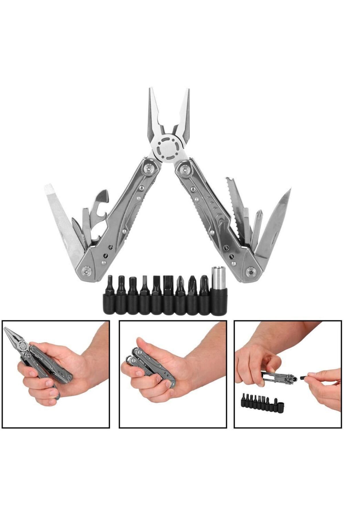 Springos-Tool, knife, multifunctional, 22 in 1, tips/bits, with case, stainless steel, 16x12.5x1.5 cm, 6