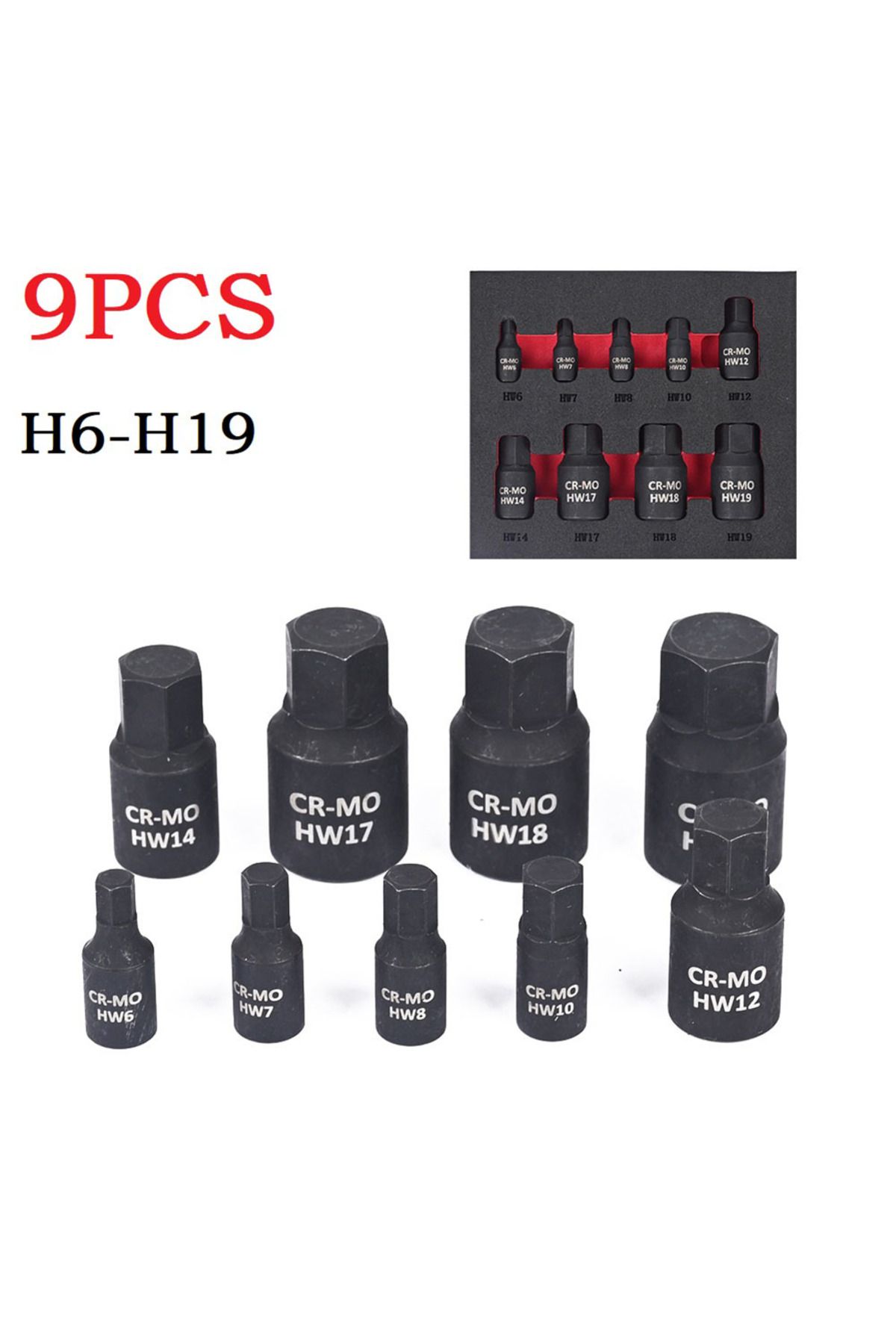 Vibra Tite-9pcs Hexagon Screwdriver Socket H6 H7 H8 H10 H12 H14 H17 H18 H19 Hex Bit Nuts Driver Socket 1/4in... 2