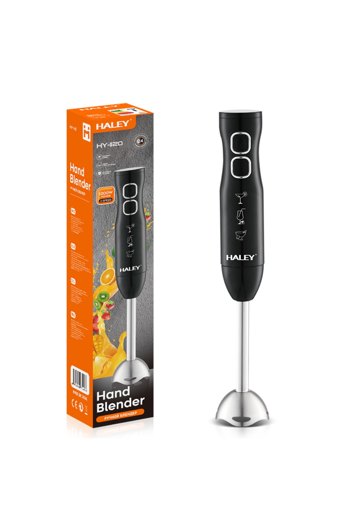 HALEY Blender Vertical 1200w, Lame Din Oțel Inoxidabil, 2 Viteze, Motor Silențios, Mâner Antiderapant - One Size