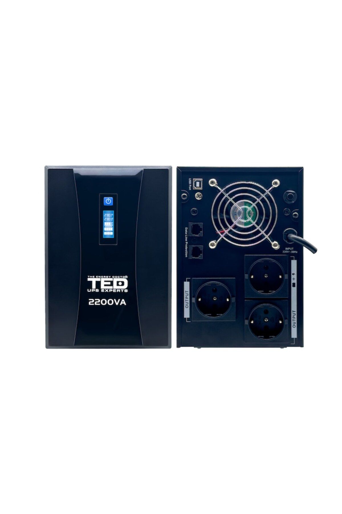 TED Electric-UPS With Management, 3x Schuko Output, Stabilizer And Lcd Display, 2200va / 1200w, TED Electric 2