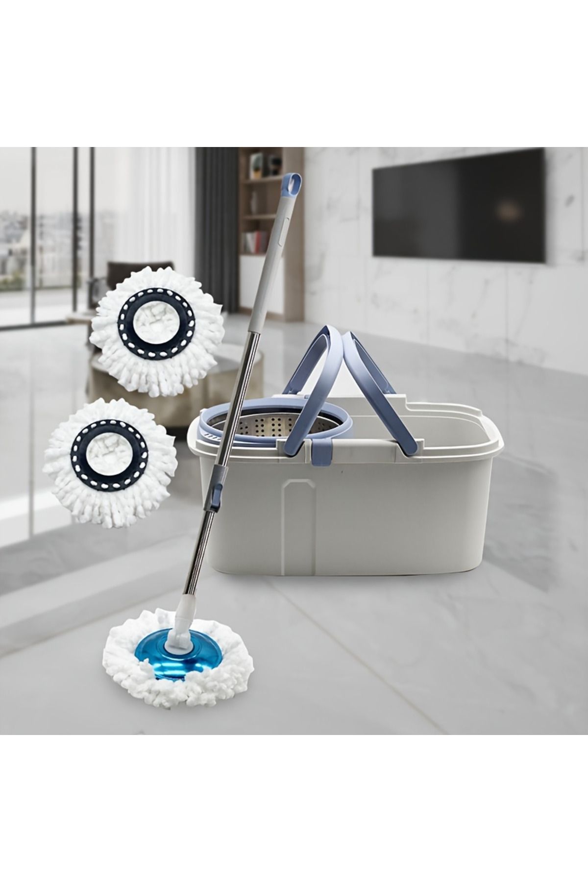 rexa-Round Rotating Mop – 360° Spin Floor Cleaning System with Bucket 2