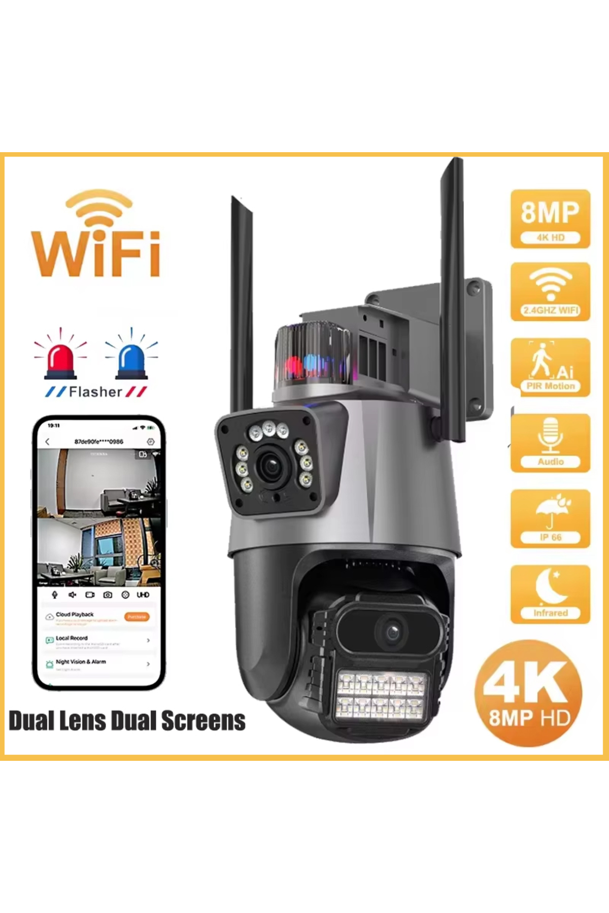 Choice كاميرا خارجية PTZ بدقة 8 ميجابكسل، مزودة بمقبس أمريكي فقط، بدون ...