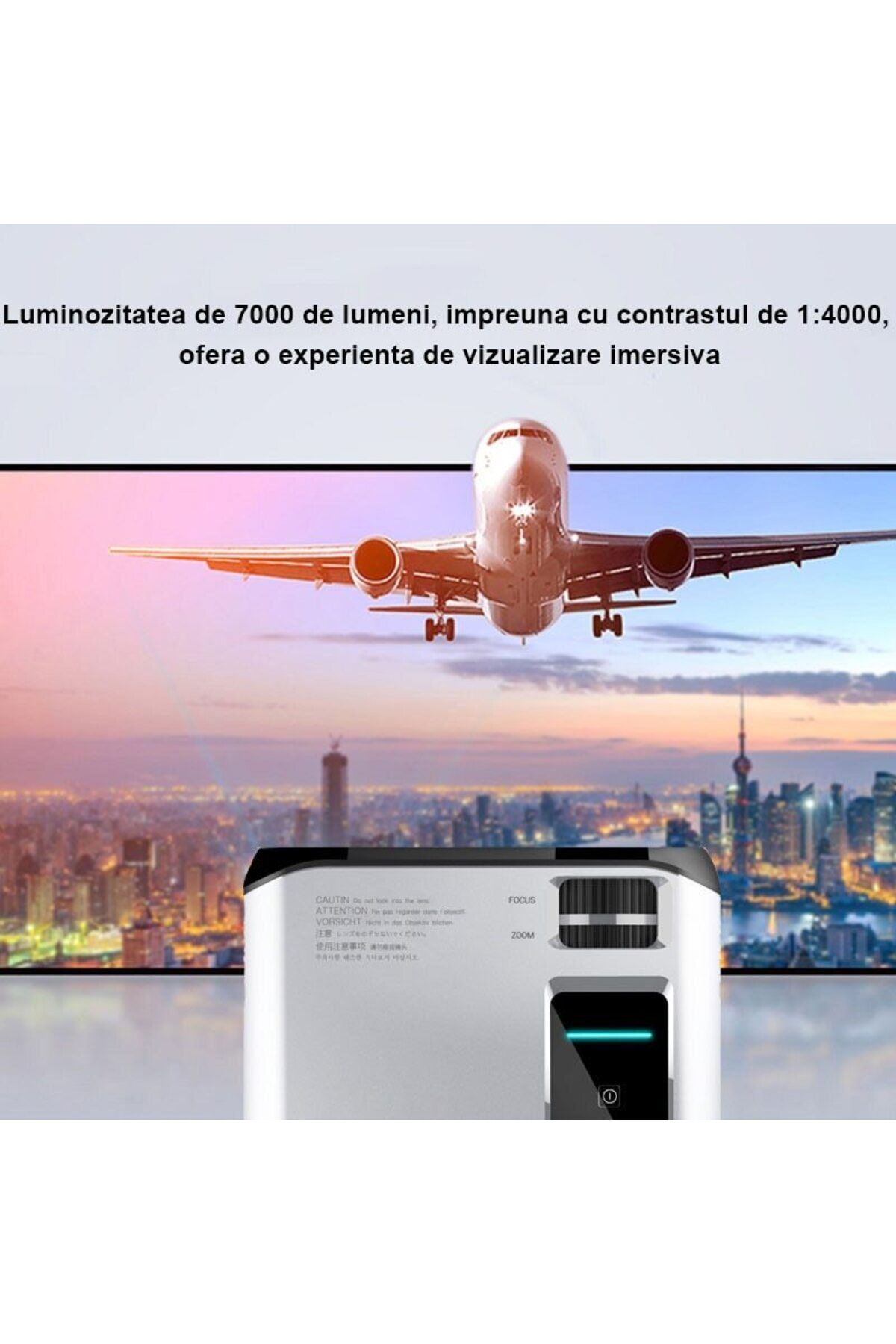 WowStep-Video projector, Android 9, Bluetooth, 7000 Lumens, HD, HDMI, VGA, AV, USB, Android/IOS Mirroring 3