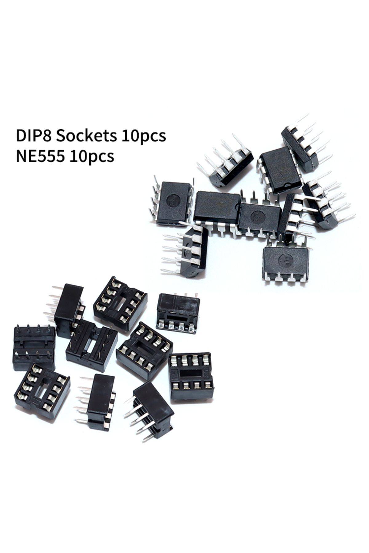 Choice-20Pcs (10 Each) NE555 IC 555 NE555P Timer Programming Oscillator Chip & 8 Pin DIP Sockets 6