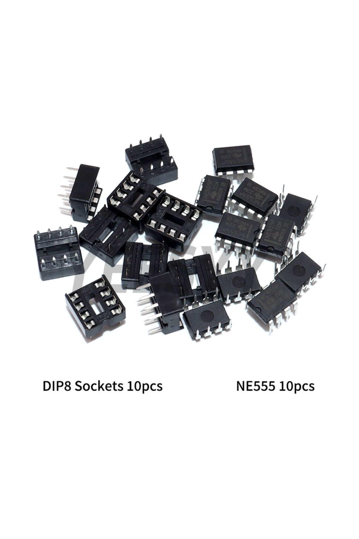 Choice-20Pcs (10 Each) NE555 IC 555 NE555P Timer Programming Oscillator Chip & 8 Pin DIP Sockets 5