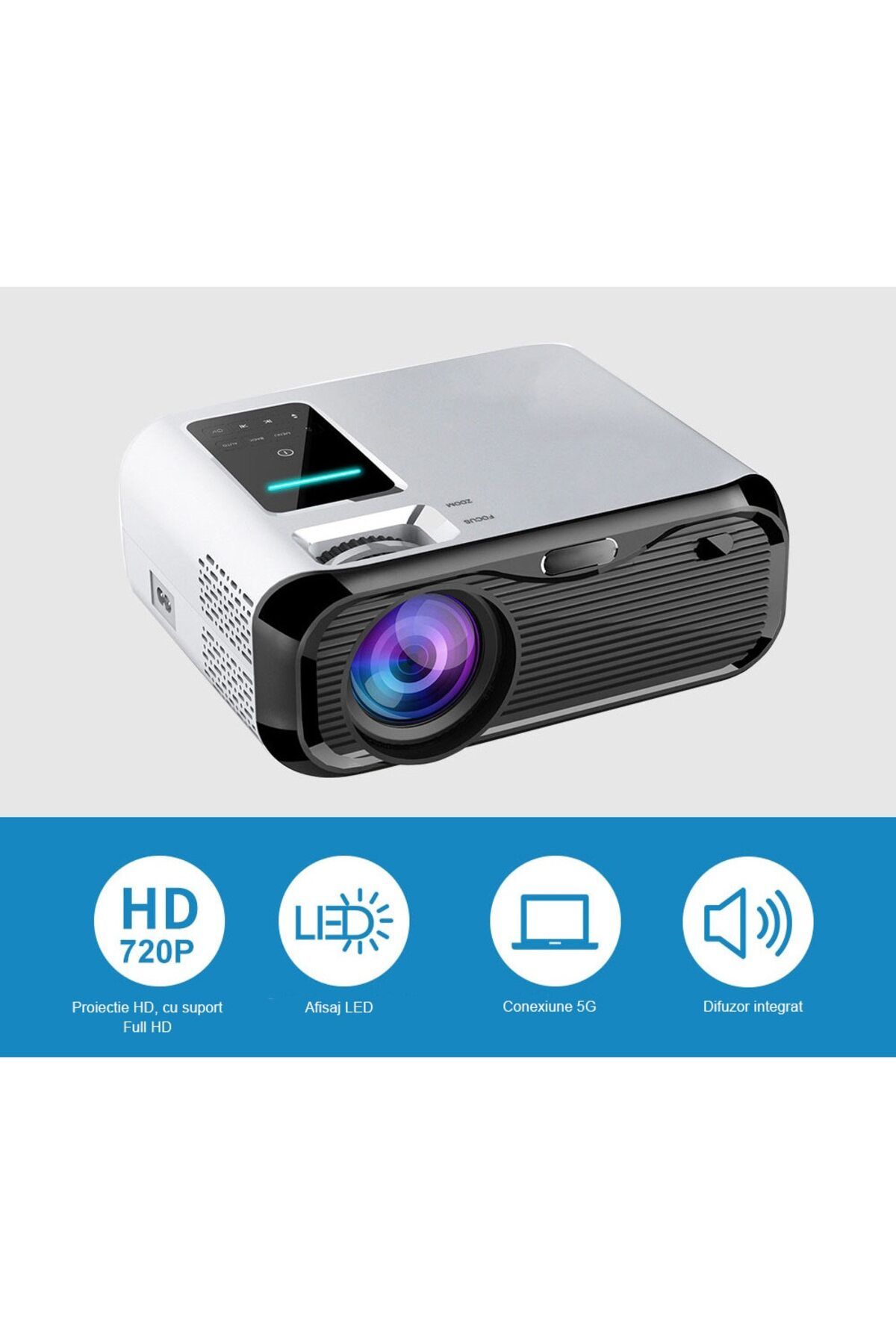 WowStep-Video projector, Android 9, Bluetooth, 7000 Lumens, HD, HDMI, VGA, AV, USB, Android/IOS Mirroring 4