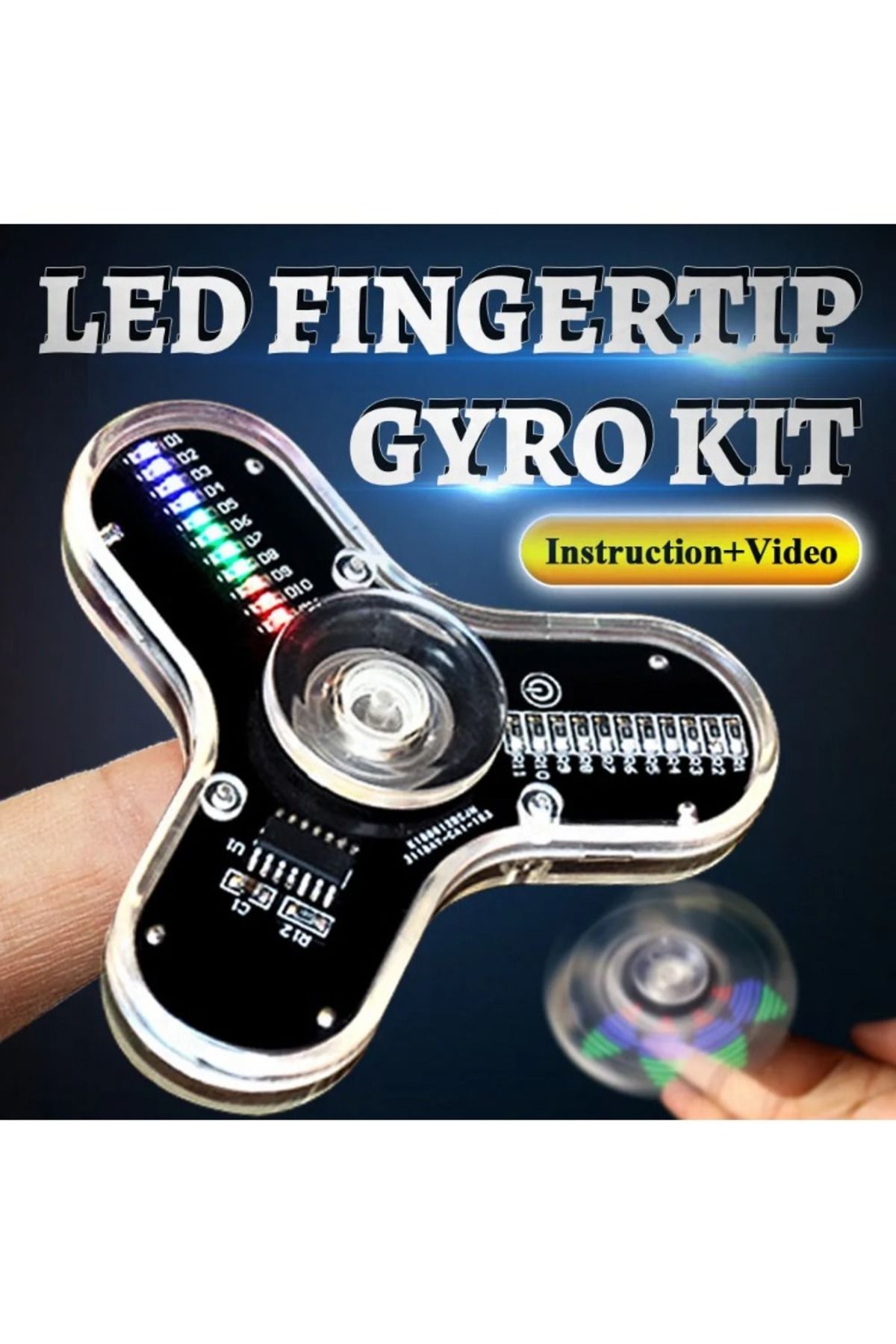 Choice-DIY Fidget Top Kit Fingertip Gyros with LED Light DIY Soldering Project Practice Solder Assembly ... 7