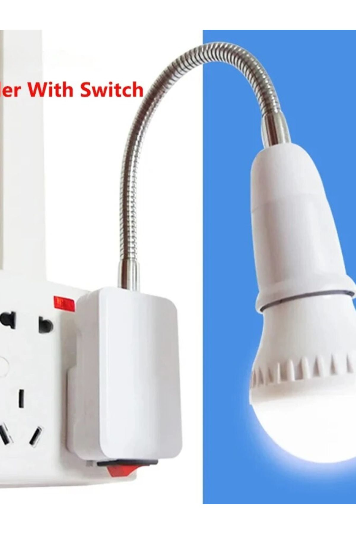 Choice-EU Plug 30cm EU Plug to E27 Lamp Holder Light Bulb Socket With Switch Flexible Lamp Base Conversion 8