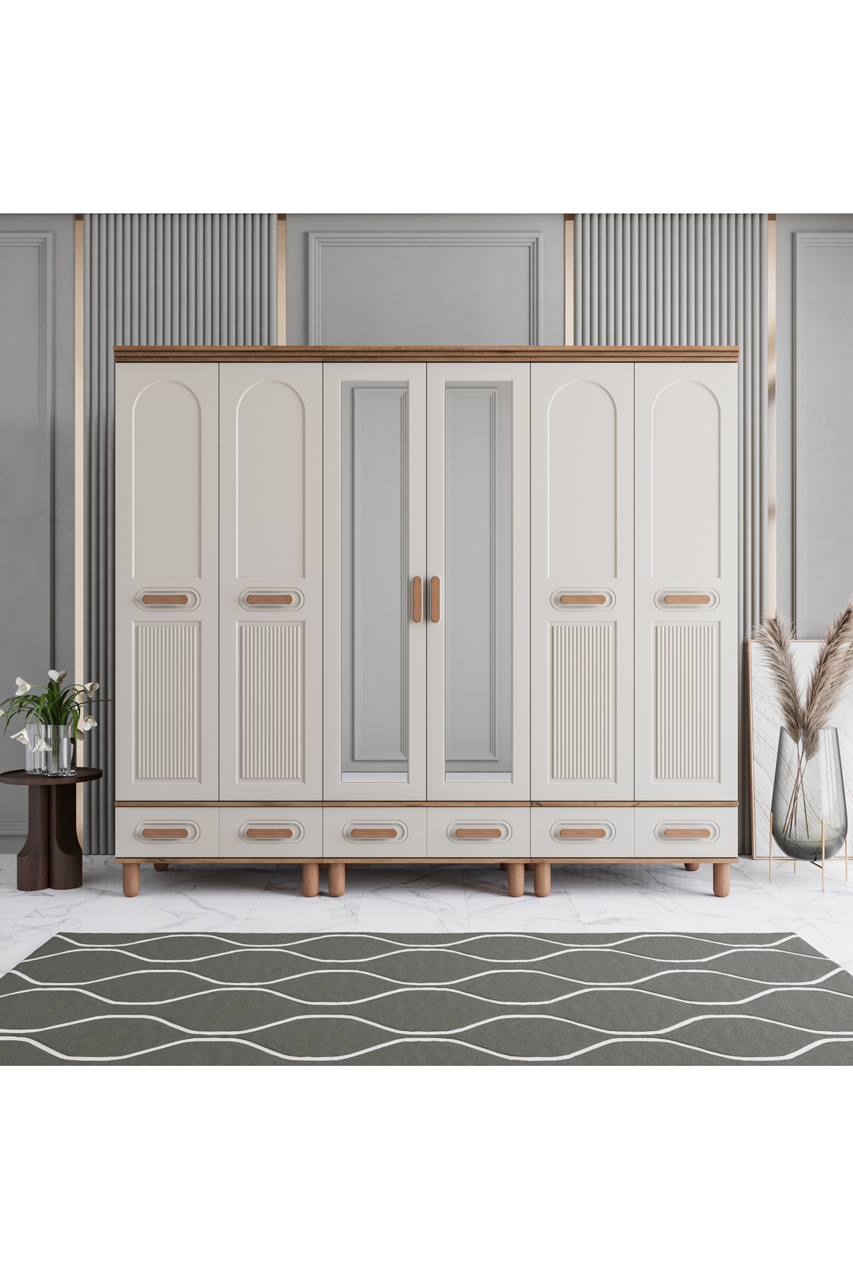 m*o様 デイ デルリガード ソノランゴールドTOP MONZIO Otto 6 Kapaklı Çekmeceli Gardırop %100 MDF - Fiyatı, Yorumları