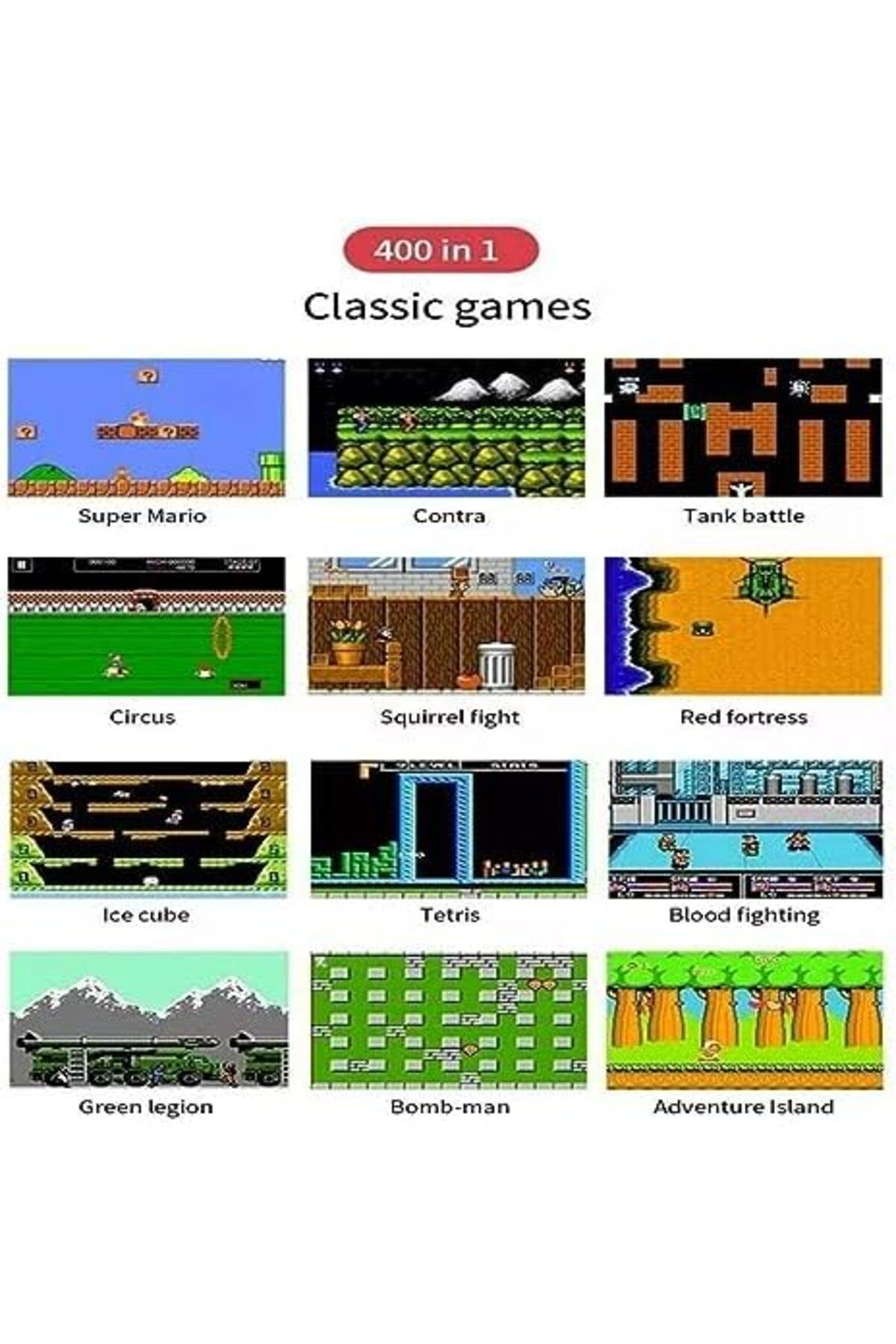 Yuwell-YU WELL 400 in 1 SUP GAMEBOX Cl00 in 1 SUP GAMEBOX Classic Retro Gaming Console (Single Player, Red) 6
