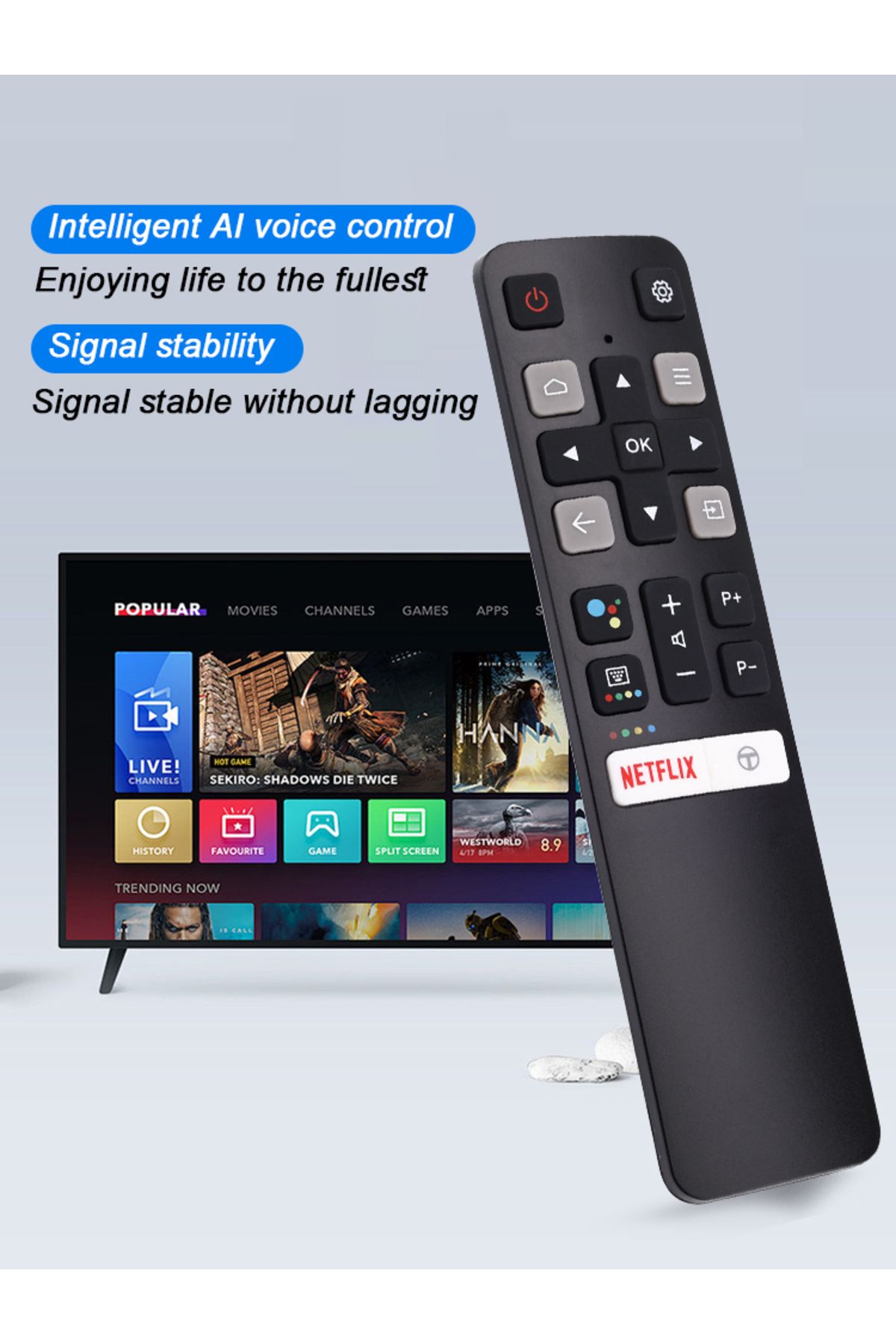 Choice-black RC802V Replacement voice remote control for TCL LED TV 43P8 40S65A 32S60A 55P8M 32S6500 65P8M 7