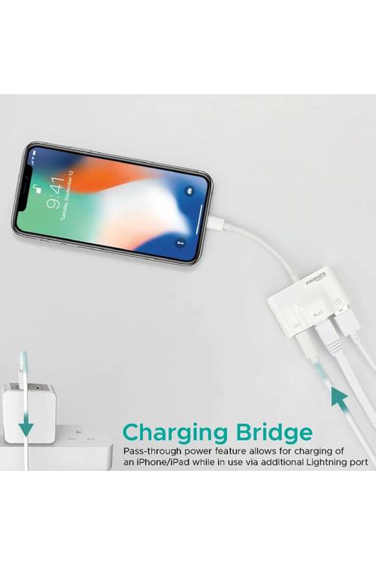 Promate-Promate 3-in-1 High-Speed OTG Lightning Adapter, Includes USB 3.0 Port, 3