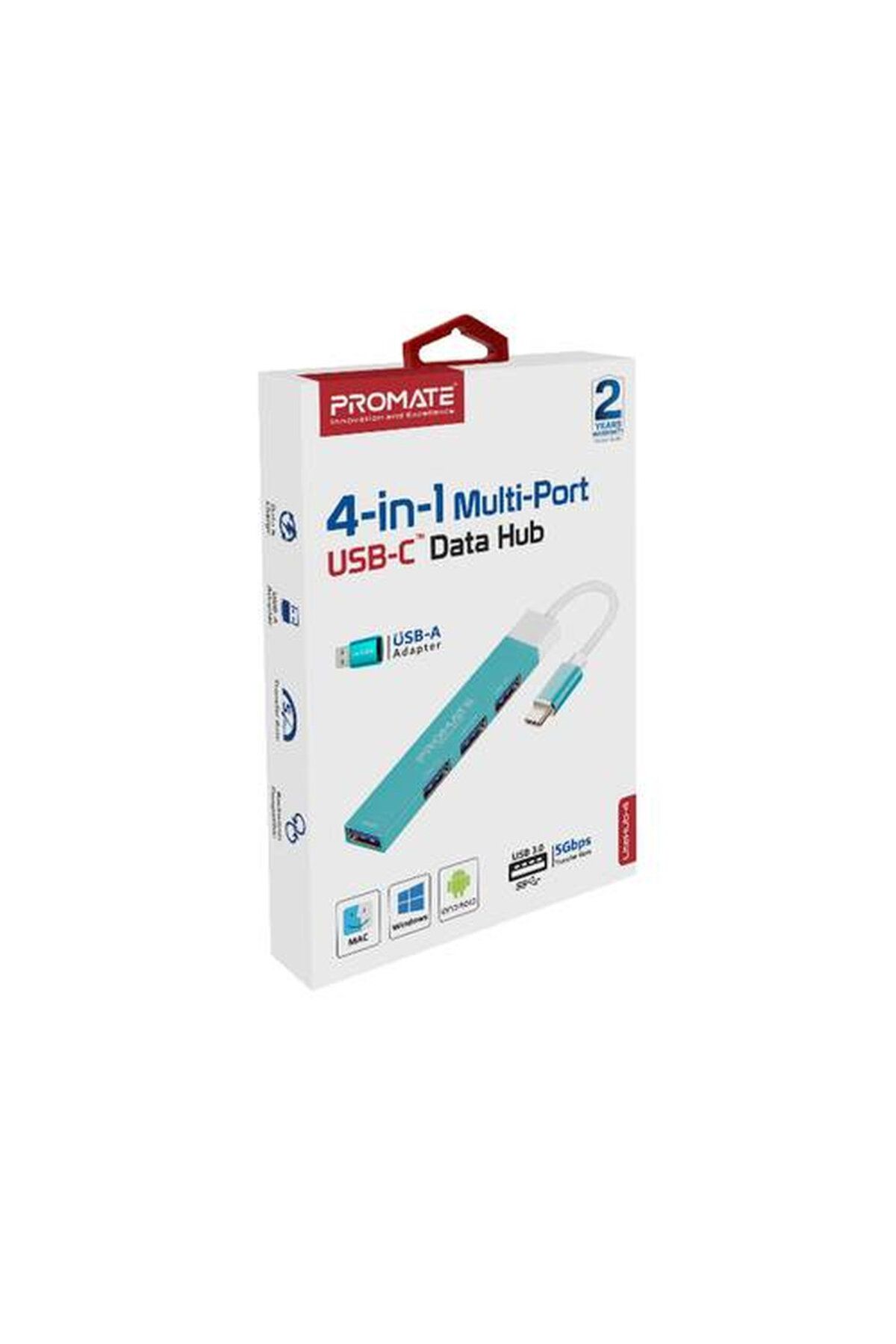 Promate-موزع بيانات Usb-c متعدد المنافذ 4 في 1 يأتي بتصميم محمول نحيف مع توافق واسع 3
