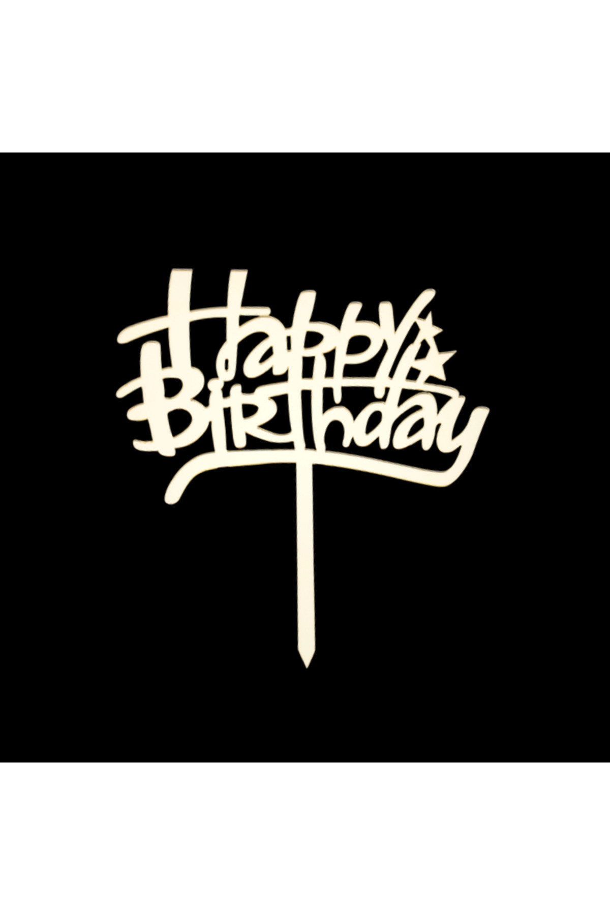 BatıDoğu Happy Birthday Altın Pleksi Pasta Süsü