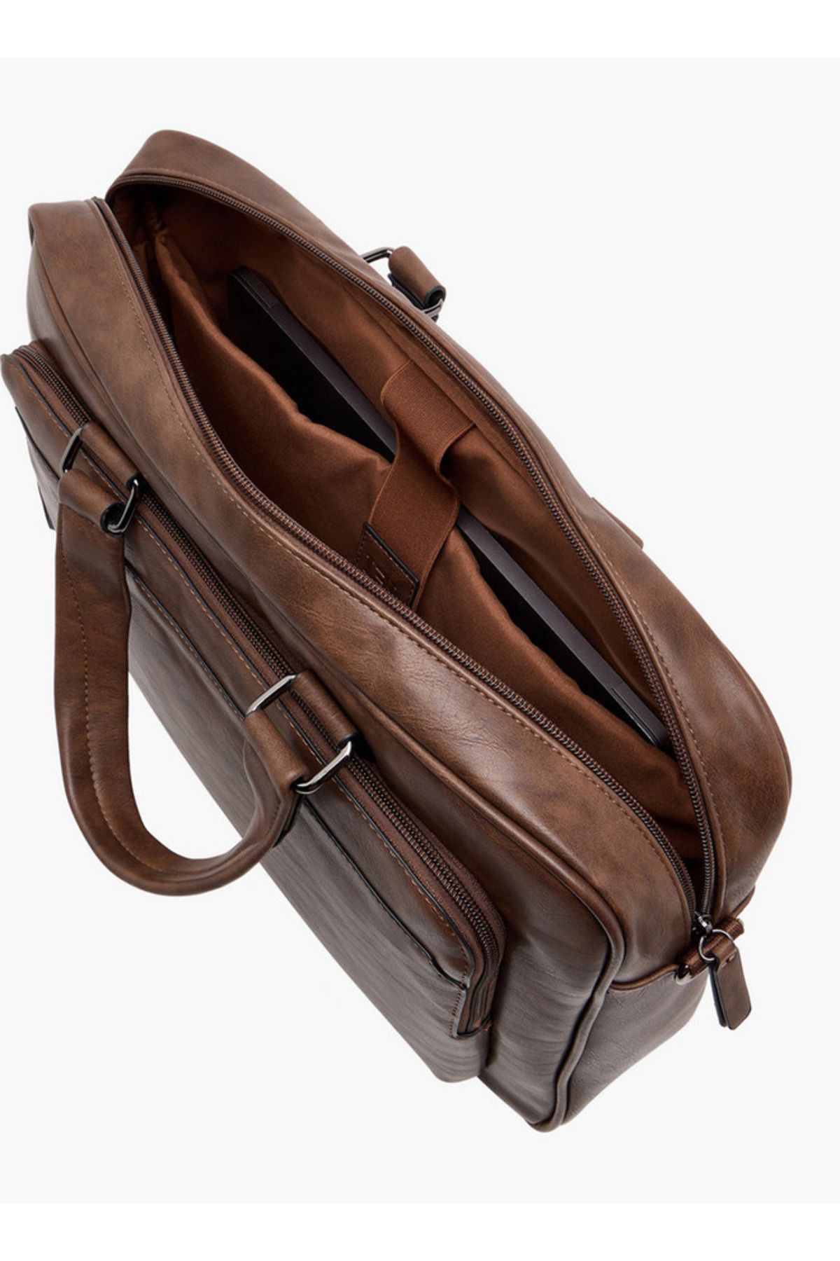LBL by Shoexpress-Textured Laptop Bag with Detachable Strap and Zip Closure 7
