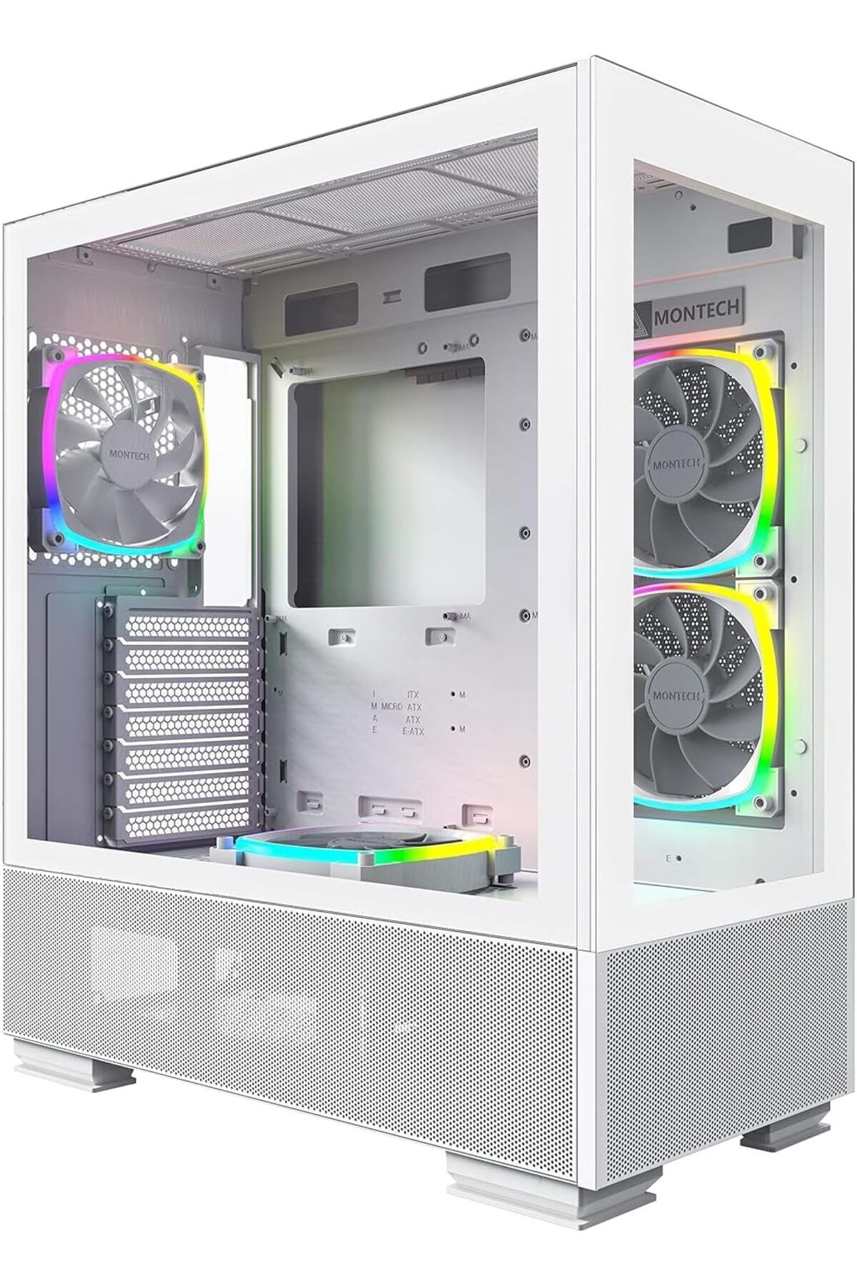 MONTECH-Sky Two, Dual Tempered Glass, 4X PWM ARGB Fans Pre-Installed, ATX Gaming Mid Tower Computer 1