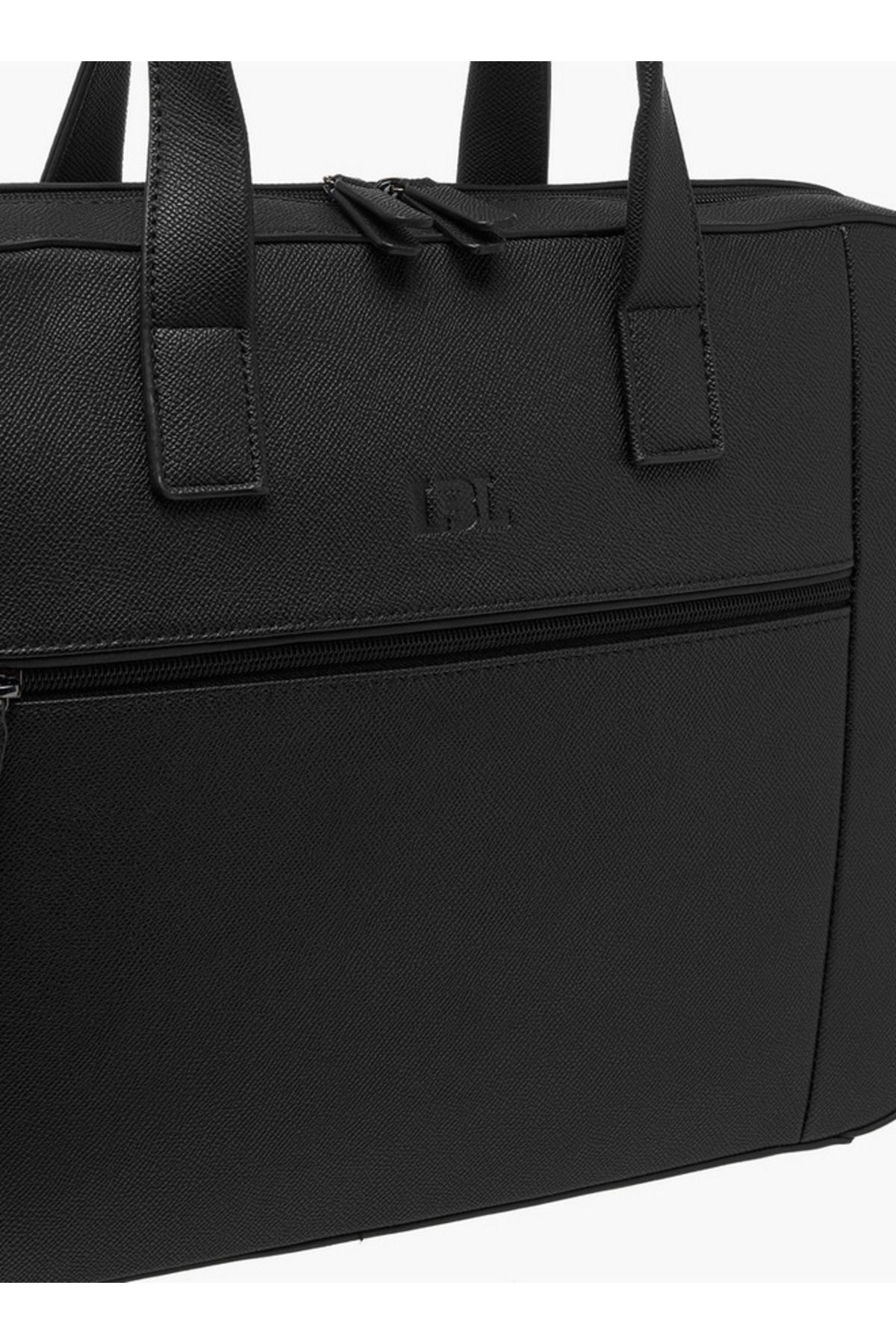 LBL by Shoexpress-Textured Laptop Bag with Detachable Strap and Zip Closure 4