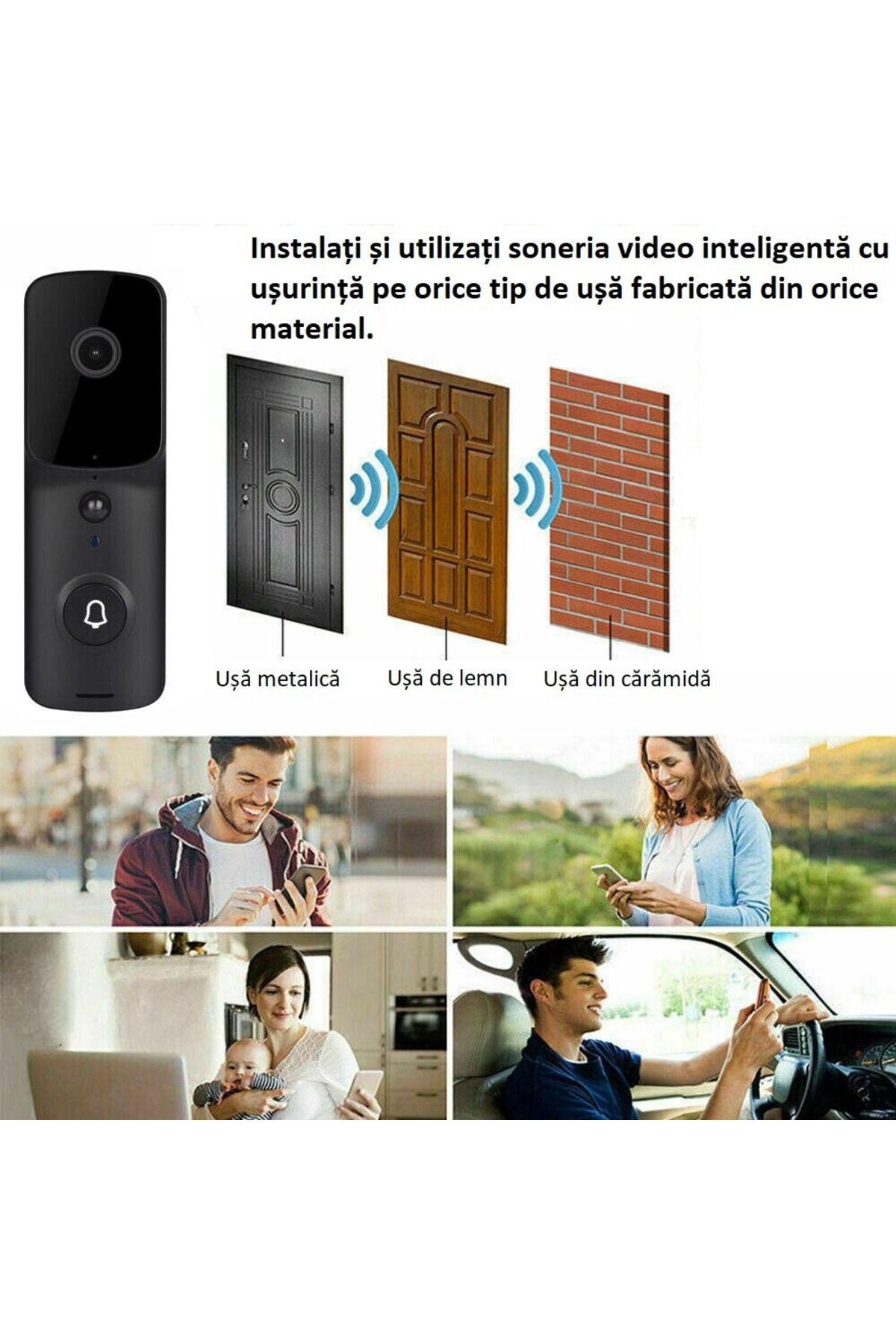 MOAWAVE-Smart Video Doorbell, Motion Detection, Built-in Microphone, Night Vision Function, Ios or Android, 8