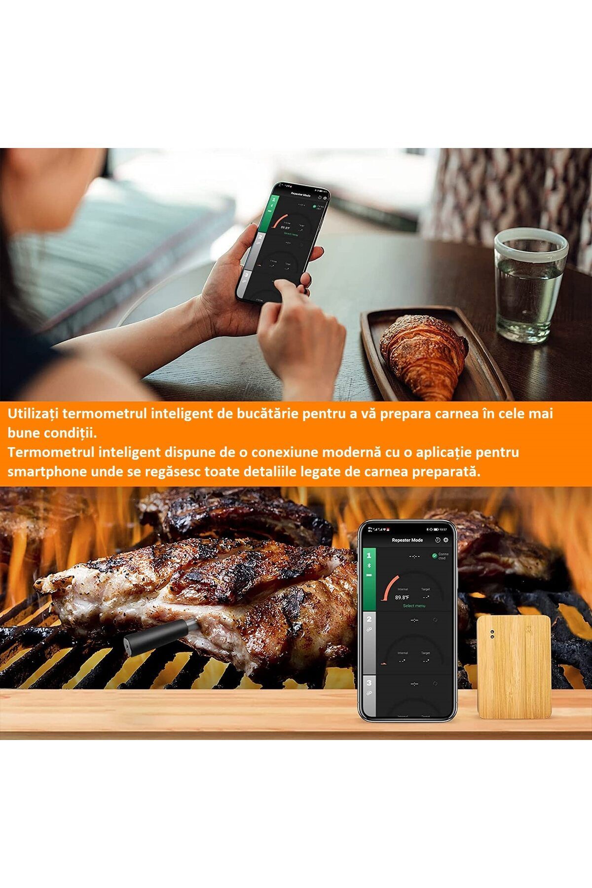 MOAWAVE-Termometru inteligent de bucătărie, conexiune wireless cu orice smartphone, aplicație mobilă dedicată 7