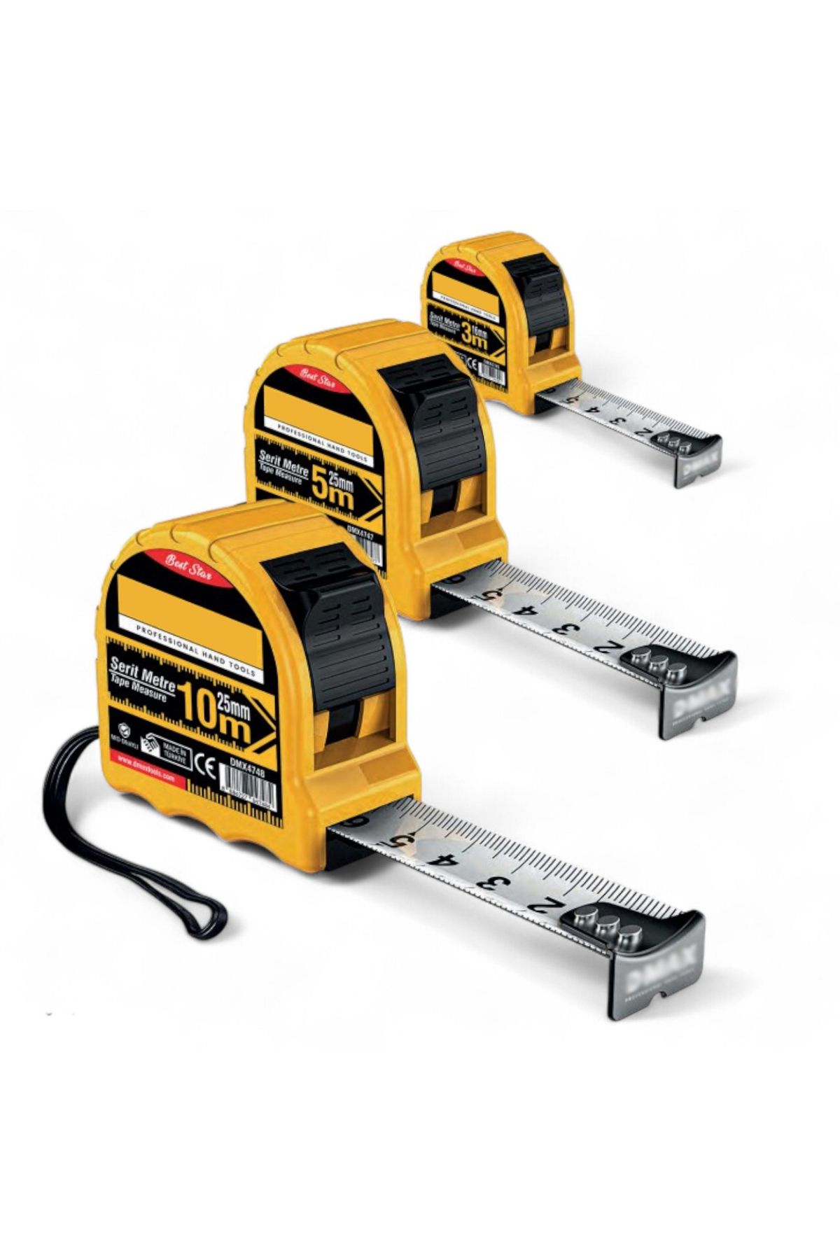 Badem10-Construction Site Tape Measure Shockproof Interlocking 5 Meters X 25 mm Auto Locking Tape Measure Measuring Tool 3