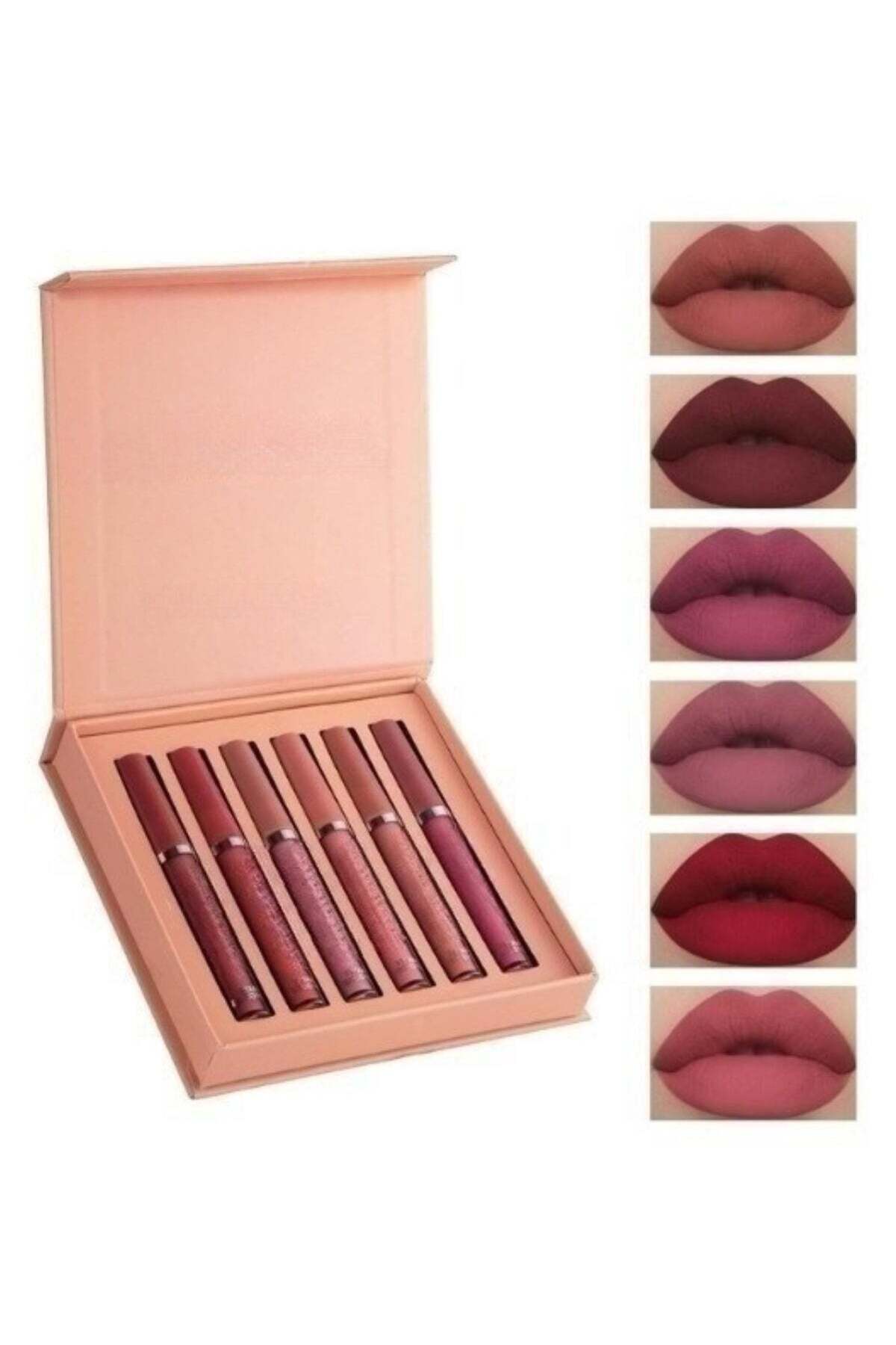 huitich 6-Piece Waterproof Matte Long-Lasting Nude Liquid Lipstick Set A