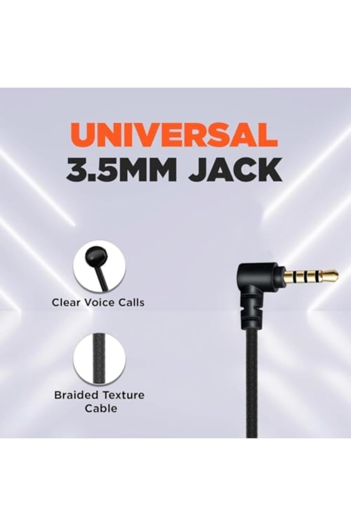 Generic-Wired Stereo Earphones with 3.5mm Plug - Hi-Fi Sound, Noise Isolation, Built-in Microphone, Nylon Br 3