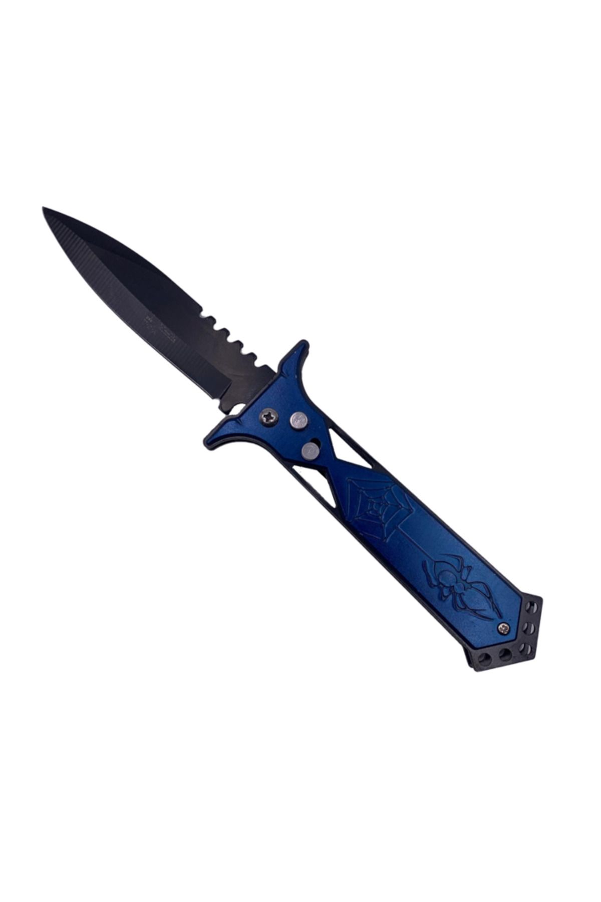 dalimag-Automatic Folding Knife, Sword Design, 22 cm, Spider Web Pattern, Blue 2