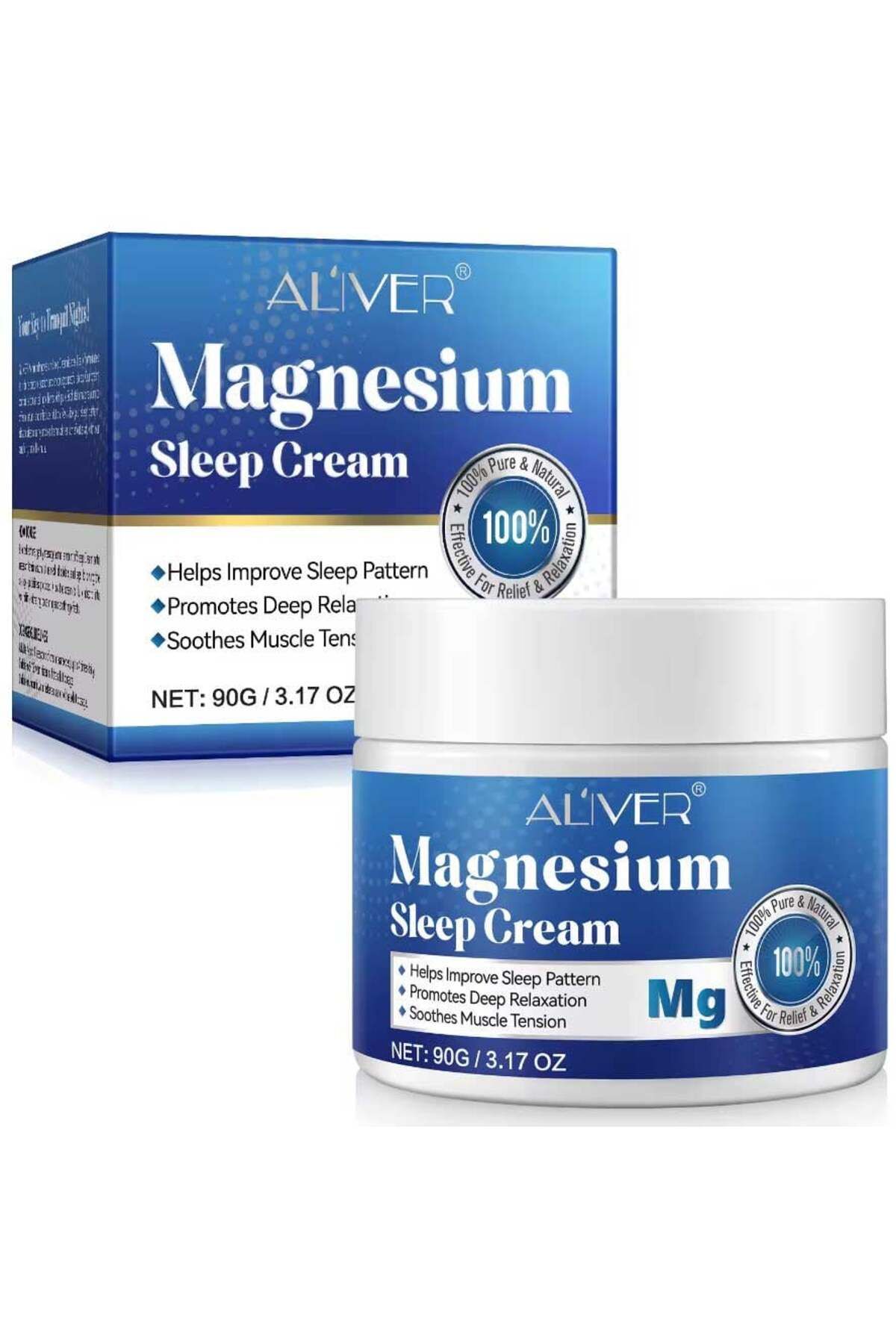 ALİVER Cremă Pentru Îmbunătățirea Somnului Cu Magneziu, Ulei De Lavandă, Ulei De Migdale Dulci, Vitamina E, Ficat, 90 G - One Size