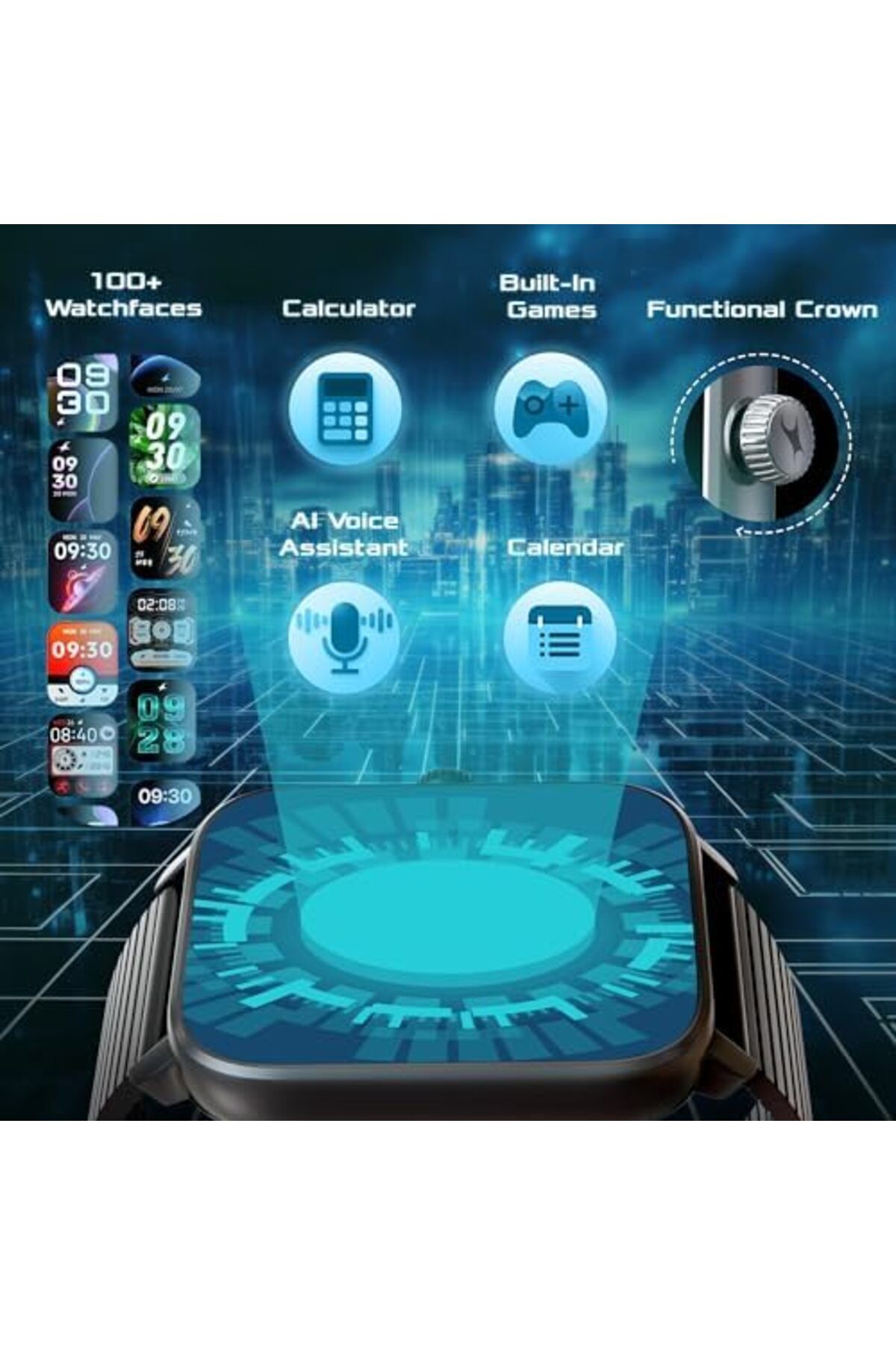 FASTRACK-Phantom Smart Watch | 1.85" UltraVU Display | Functional Crown | SingleSync BT Calling | 10 8