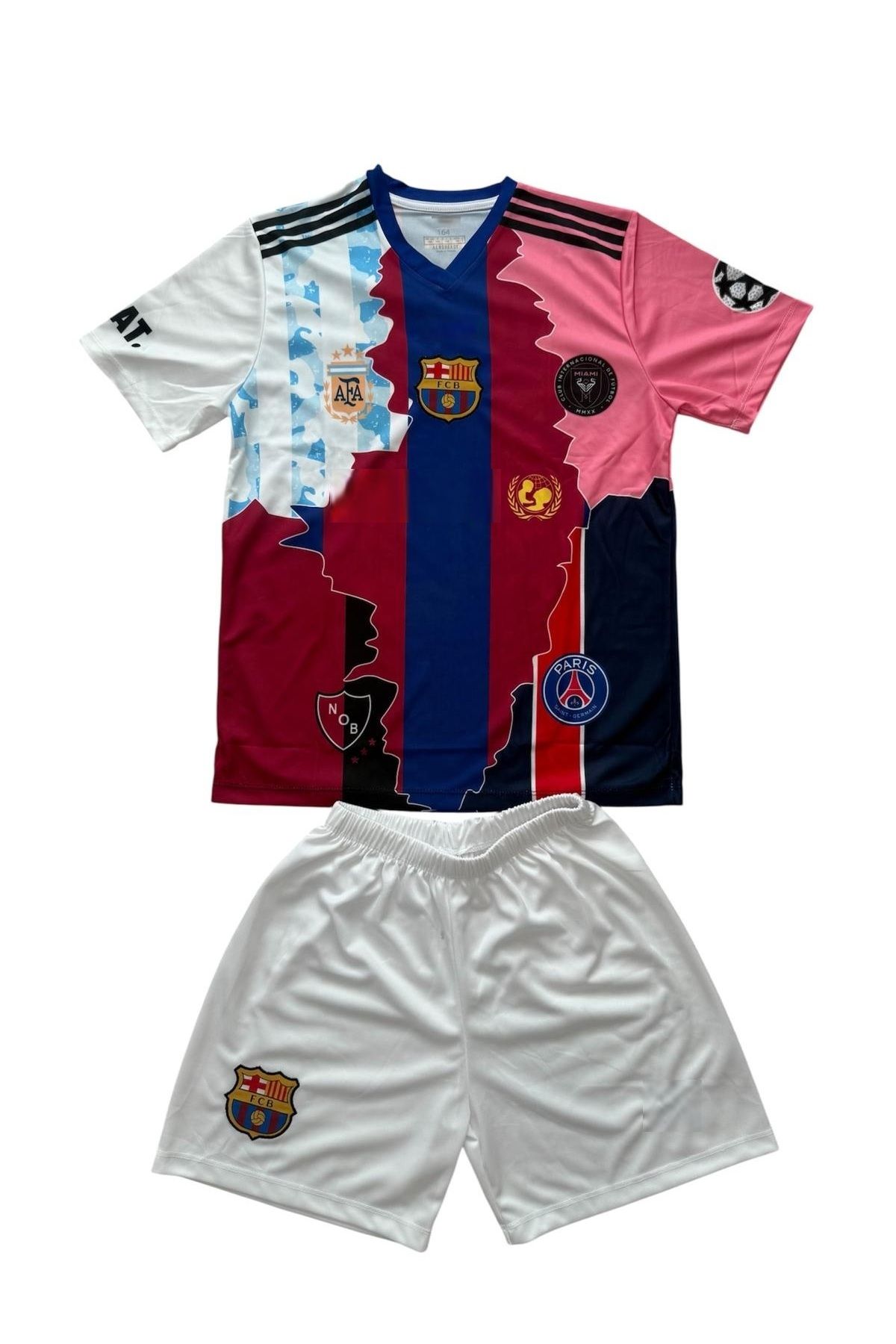 TETYS-New Design Custom Mix Series High Quality-Li̇onel-M.E.S.S.İ-10-Full Sets Common Set of 2 Child Jersey 8