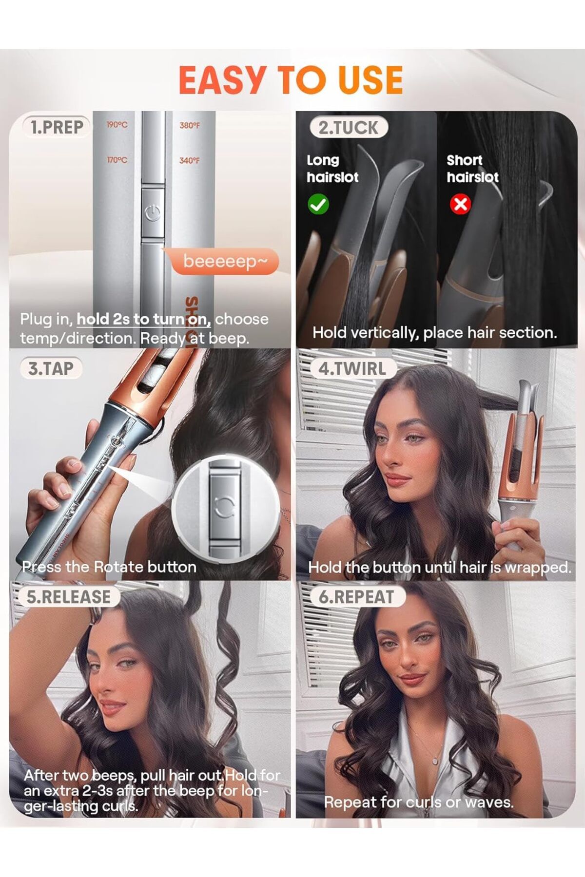 SHEGLAM-Automatic Curling Iron 1 ¼ Inch with 3 Temperature Settings 5