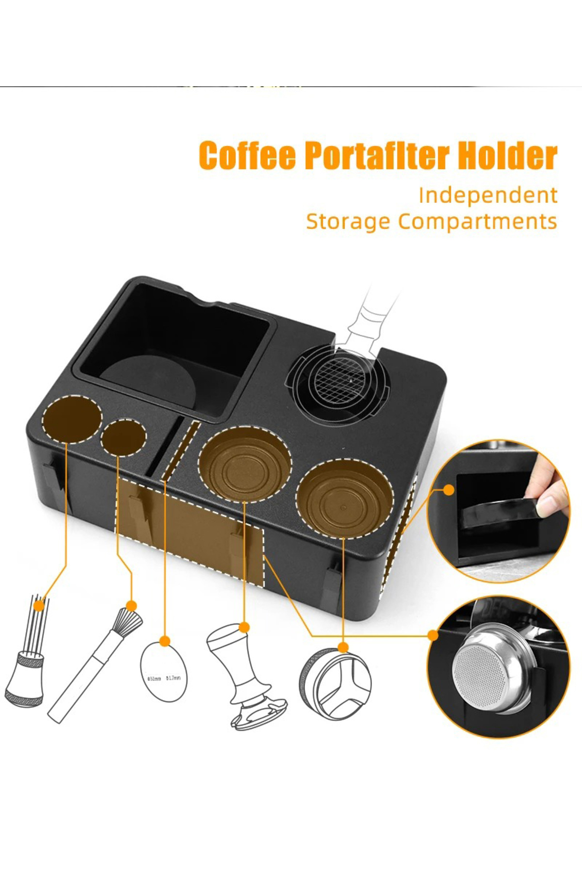 Omran Cart-10-in-1 Espresso Tamping Station with Detachable Knock Box & Multi Tool Organizer 6