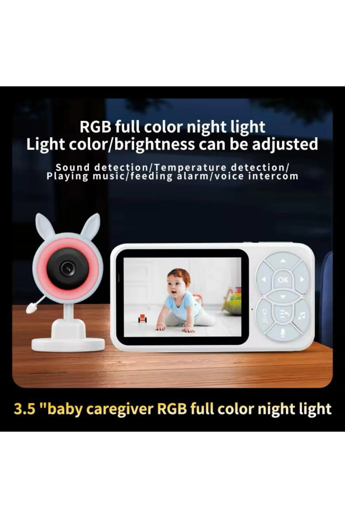 Fillikutum HD Gece Görüşlü Bebek Kamerası – Monitörlü, 2 Yönlü Ses, RGB Işıklı, Kumandalı Ekranlı Sistem fotoğrafı 5 (önizleme)