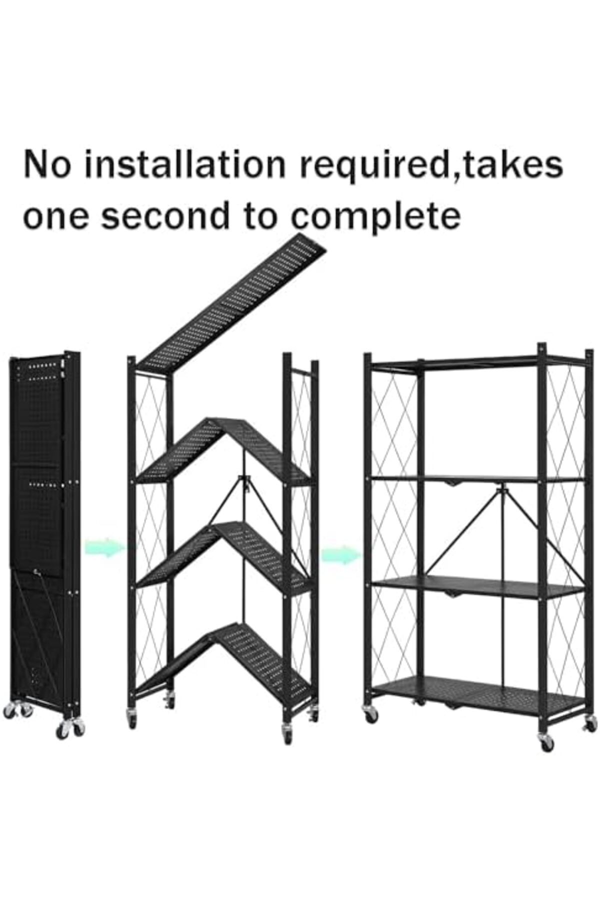 Generic-Four-layer Foldable Storage Rack With Wheels 4