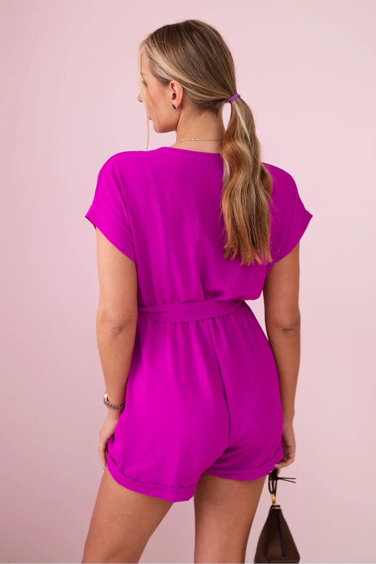 UniqueStore.ro-Purple wrap-around jumpsuit with drawstring waist - One Size 2