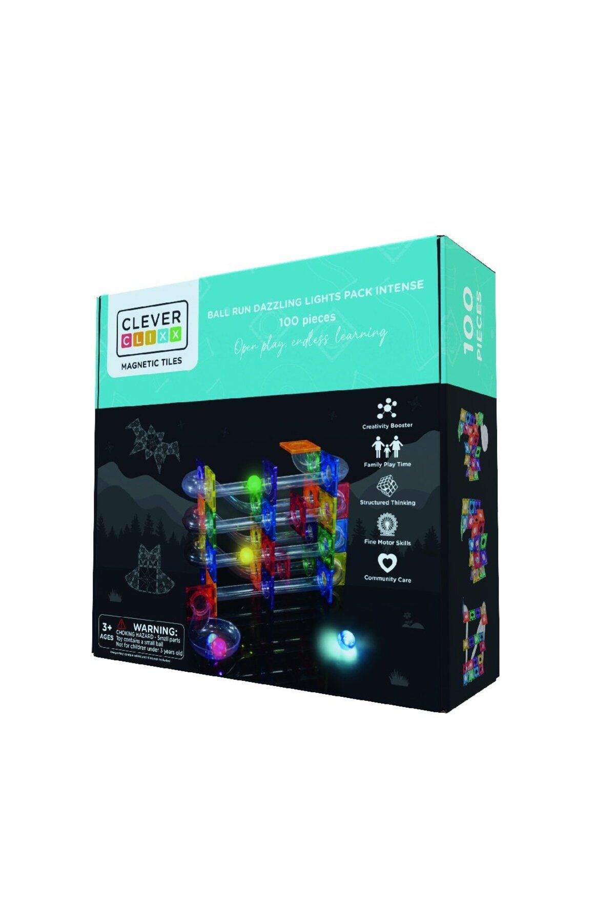 Cleverclixx-Magnetic game Circuit with luminous balls 100 pieces, 1