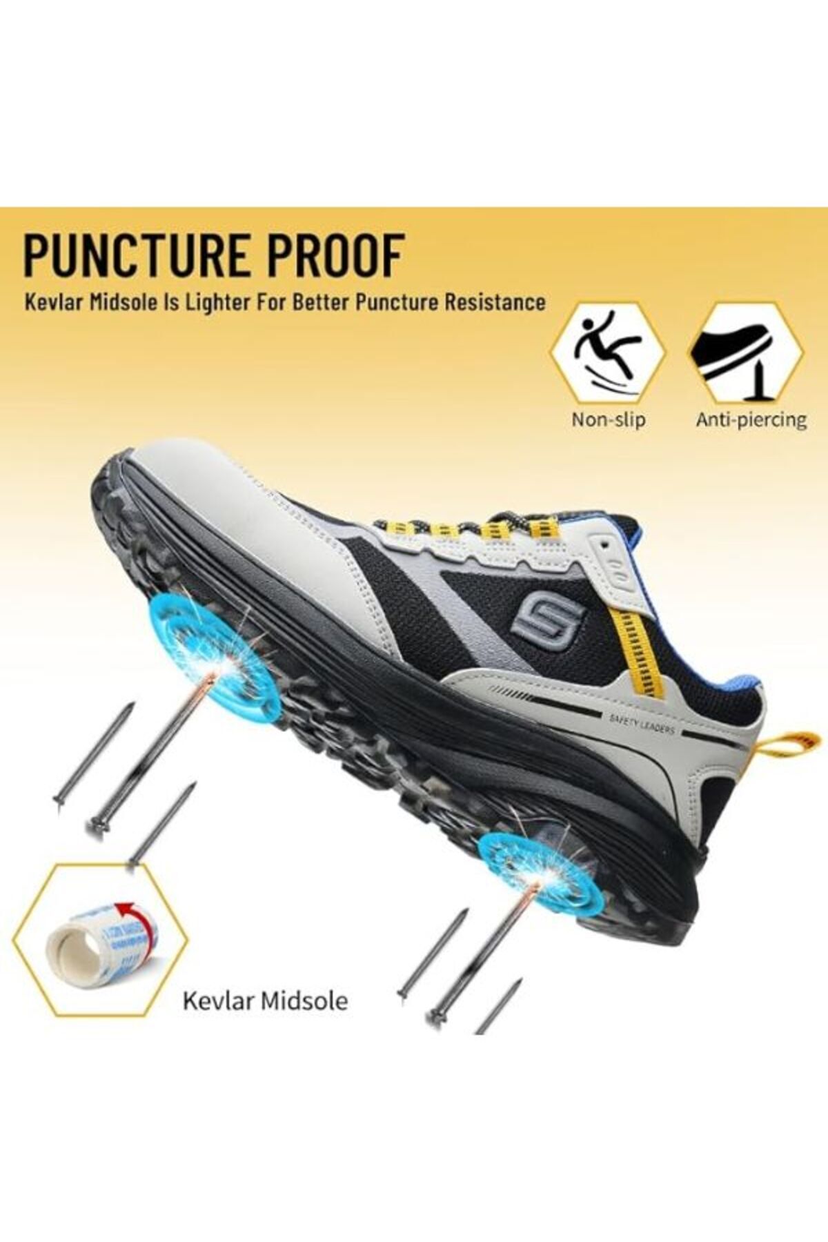 SLIMTA-Men's & Women's Extra Lightweight Mesh Safety Shoes Steel Toe Sporty Design for All Seasons 3