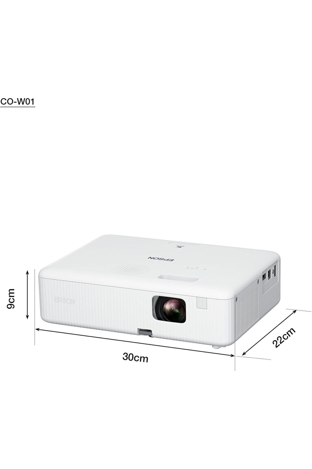 EPSON-CO-W01 WXGA Projector, 3LCD technology, 3,000 lumen brightness, 378 inches screen size, White, 7