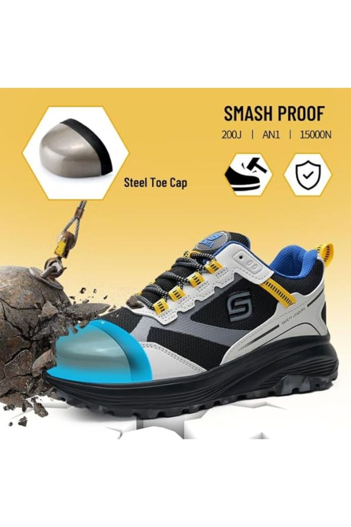 SLIMTA-Men's & Women's Extra Lightweight Mesh Safety Shoes Steel Toe Sporty Design for All Seasons 4