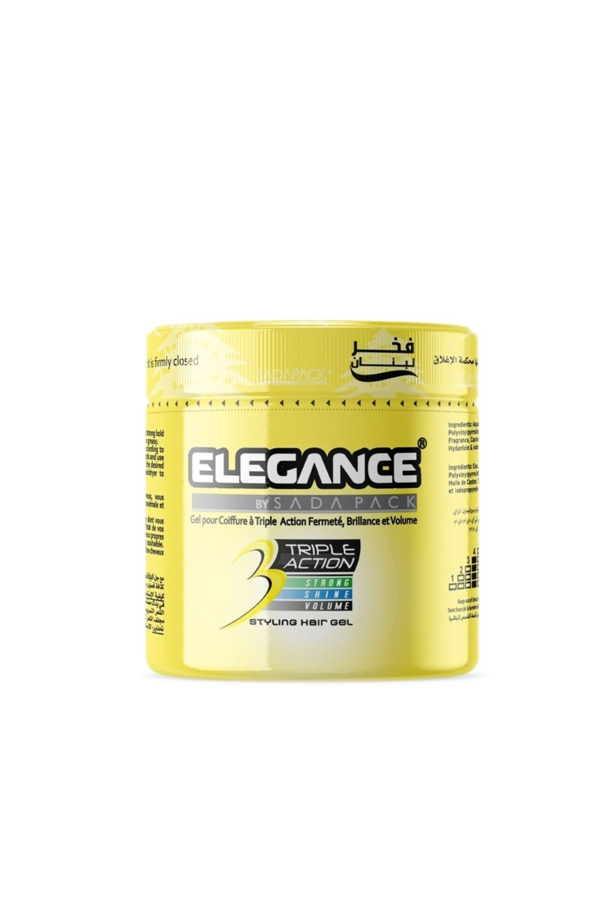 Elegance-Triple Action Hair Gel – Yellow, 250ml – Strong Hold, Glossy Finish, Flexible Styling 1