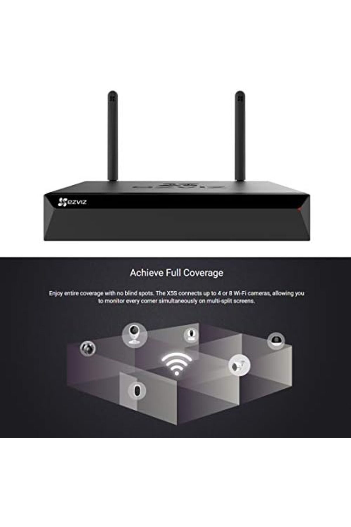 EZVIZ-X5S-4W Wireless Network Video Recorder (NVR) with HDMI/VGA Output, Supports Up to 4 Wi-Fi Cameras 6