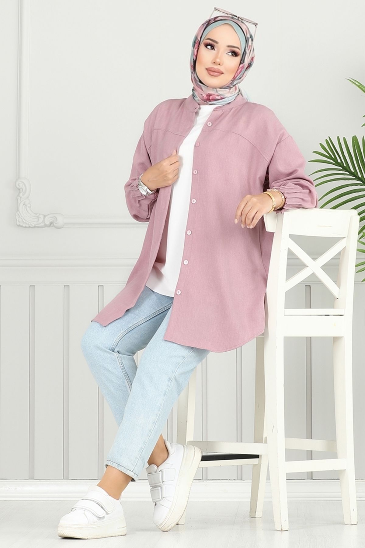 ModaMerve-Μανσέτα πλισέ Sofia Tunik 4033TGE913-M Ανοιχτό Dusty Rose 2