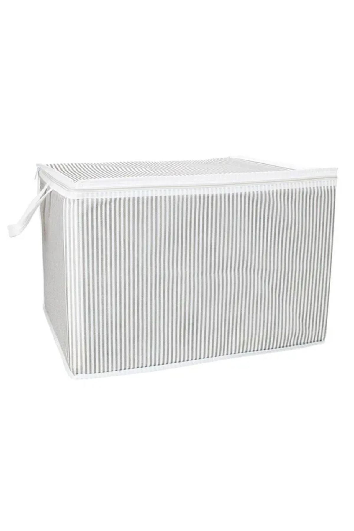 ALAS-(2 Pcs) Gray Striped Zippered Mini Size Pouch Pillow-Sweater-Clothing Organizer 45*40*30 cm 1