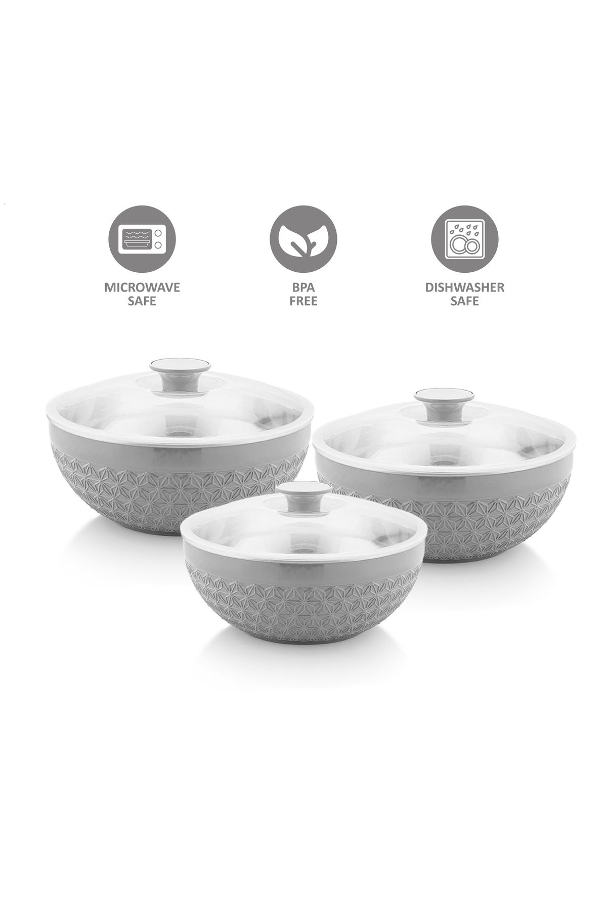 Axis-3pcs Insulated Mixing Bowl Set with Lids | 600ML, 1200ML, 1800ML | Steel Inner, Plastic Outer 6