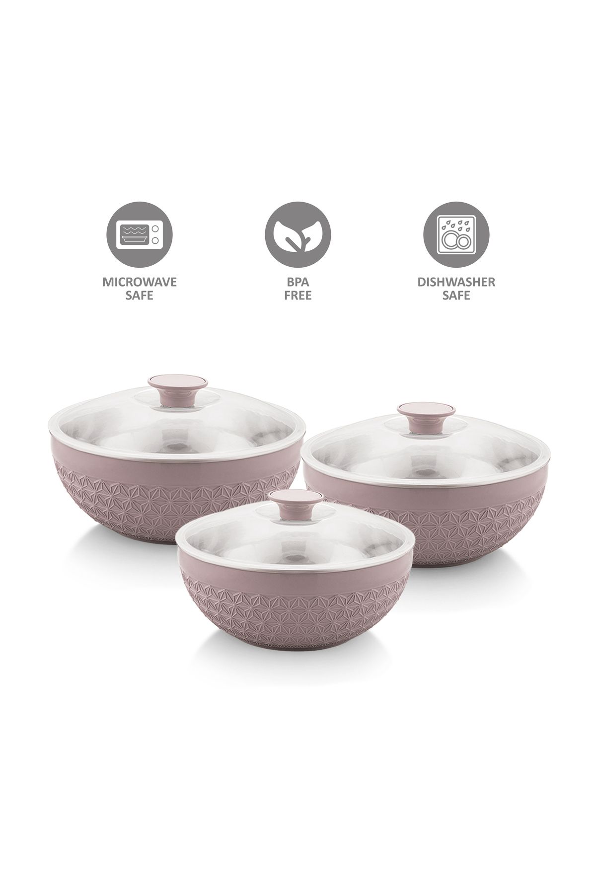 Axis-3pcs Insulated Mixing Bowl Set with Lids | 600ML, 1200ML, 1800ML | Steel Inner, Plastic Outer 8