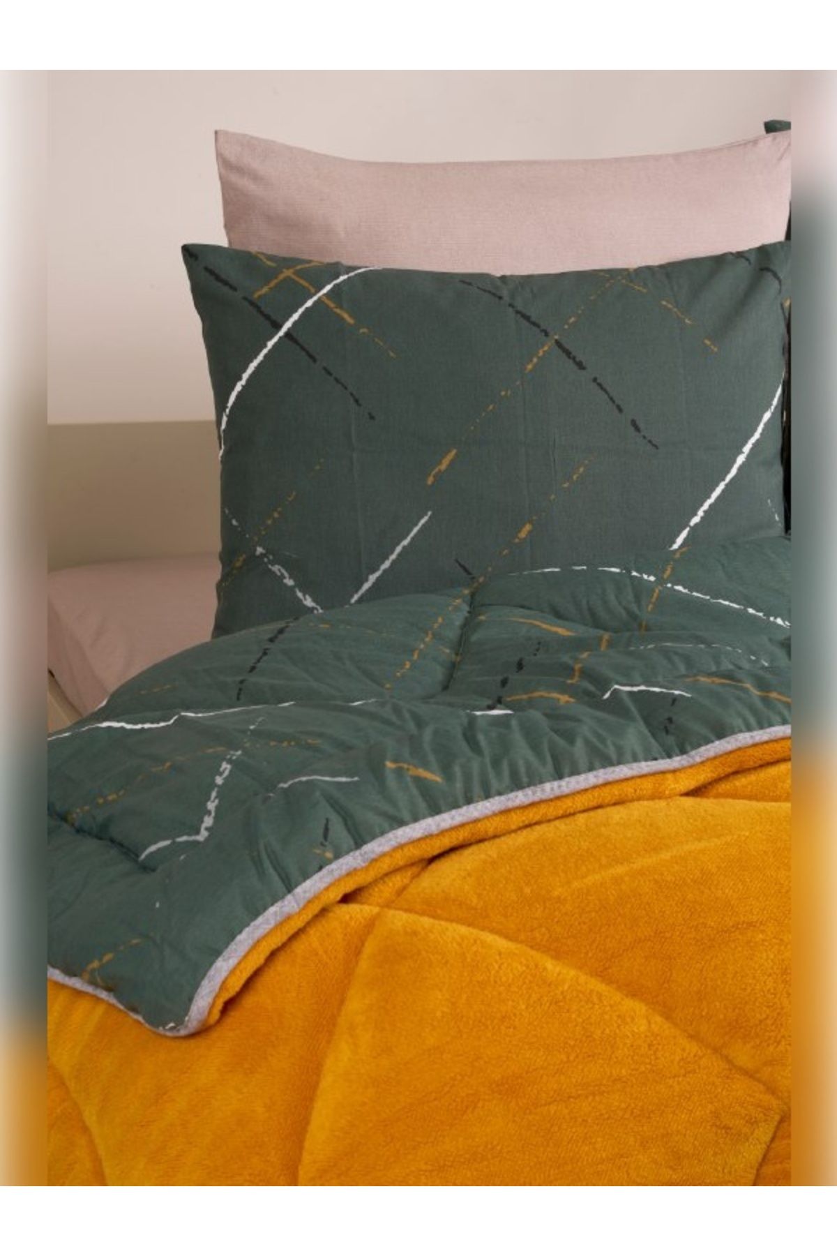 Sudemhome-Double Welsoft Sleeping Set Double Sided Wellsoft Fluffy Fleece Quilt and Battal Fitted Sheet 6