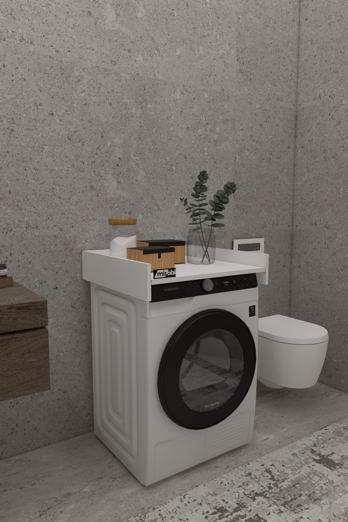 Mirobi Lumi Banyo Dolabı Çamaşır Ve Kurutma Makinesi Rafı Dolabı Kurutma Makinesi Aparatı Beyaz