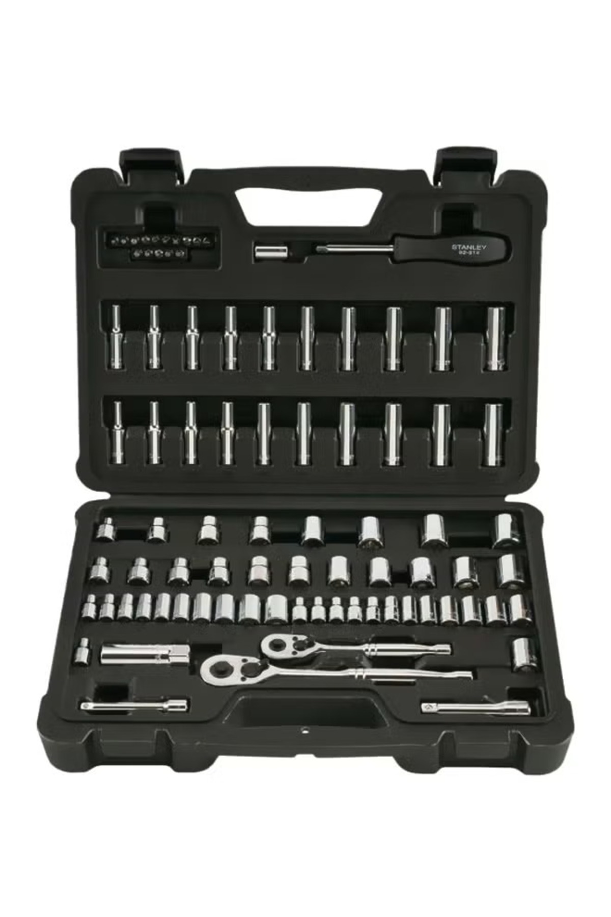 Stanley-85-Piece Socket Tool Set – Black/Silver | Durable Ratchet & Wrench Kit with Carry Case 1
