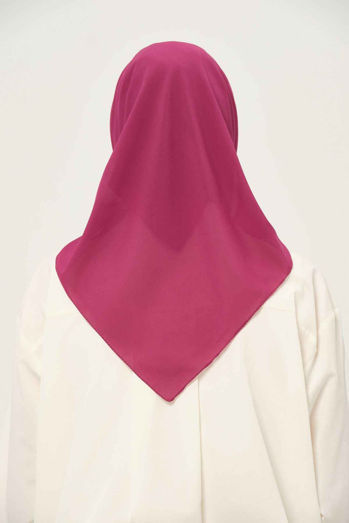 Madame Polo-Plain Chiffon Square Scarf Fuchsia 3