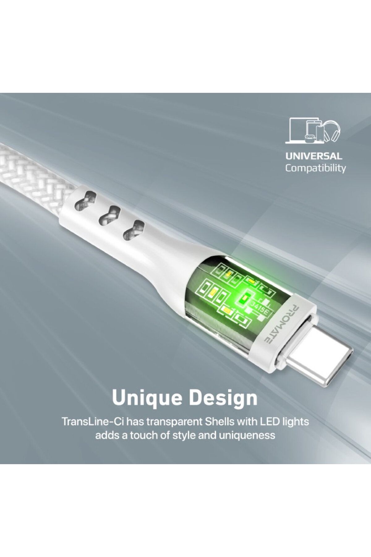 Promate-Ultra-fast USB-C to Lightning cable, 27W data transfer and charging, 1.2m 2